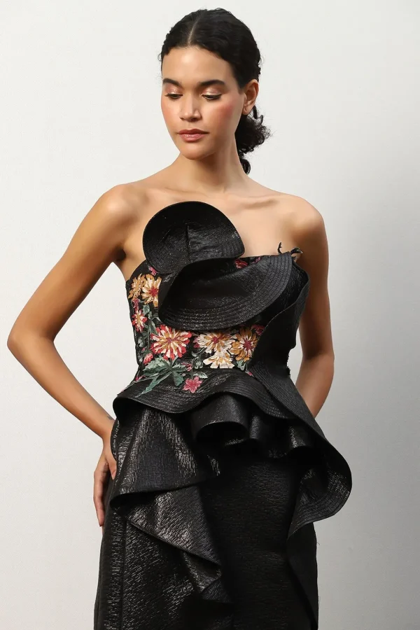 RANNA GILL Alessandra Ruffled Mini Dress Black Shop