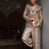 RANNA GILL Alish Pekh In Roma 3D Embroidered Sequin Jacket Golden Fashion