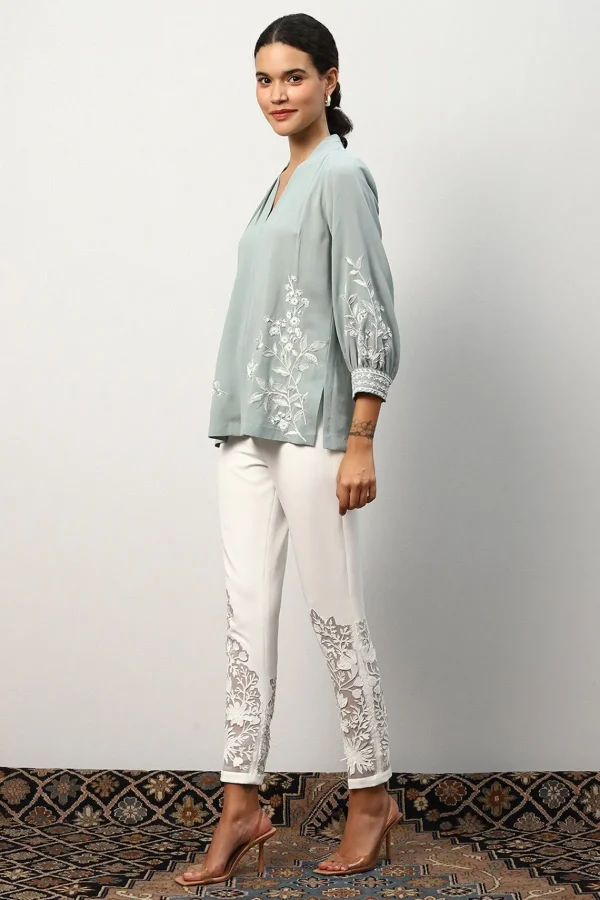 RANNA GILL Anna Blouse Frosty Green Outlet