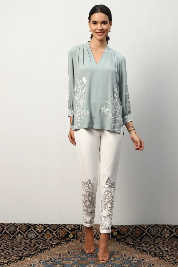 RANNA GILL Anna Blouse Frosty Green Outlet