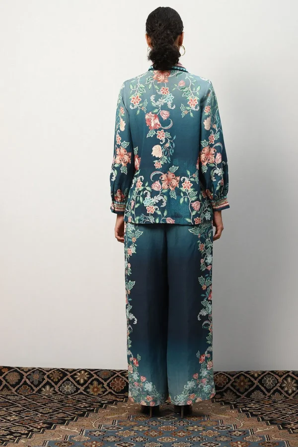 RANNA GILL Arya Blouse Teal Forest Print Shop