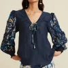 RANNA GILL Aubery Blouse Navy Shop