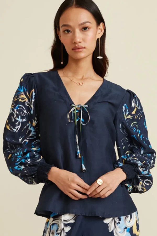 RANNA GILL Aubery Blouse Navy Shop