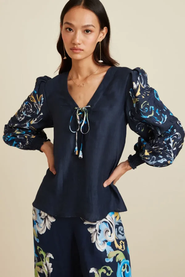 RANNA GILL Aubery Blouse Navy Shop