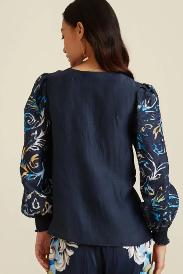 RANNA GILL Aubery Blouse Navy Shop