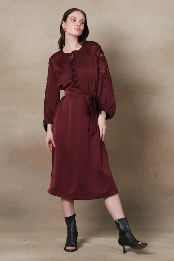 RANNA GILL Bella Dress Oxblood Shop