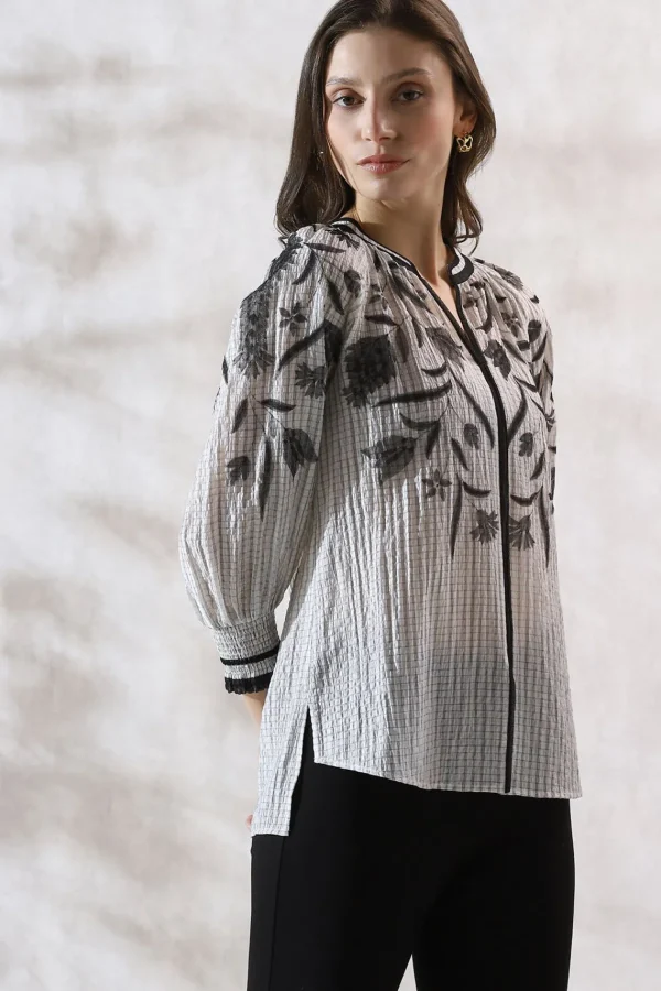 RANNA GILL Casie Blouse Black & White Flash Sale