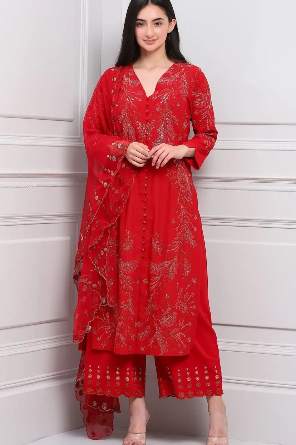 RANNA GILL Haniya Tunic Set Red Shop