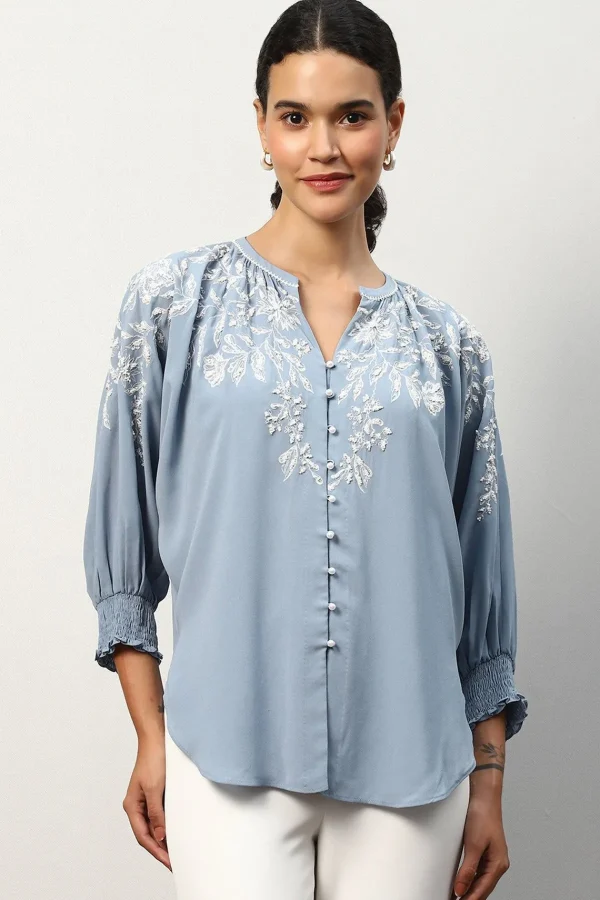 RANNA GILL Maria Blouse Ashley Blue Outlet