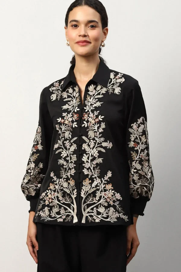 RANNA GILL Molly Blouse Black Best Sale