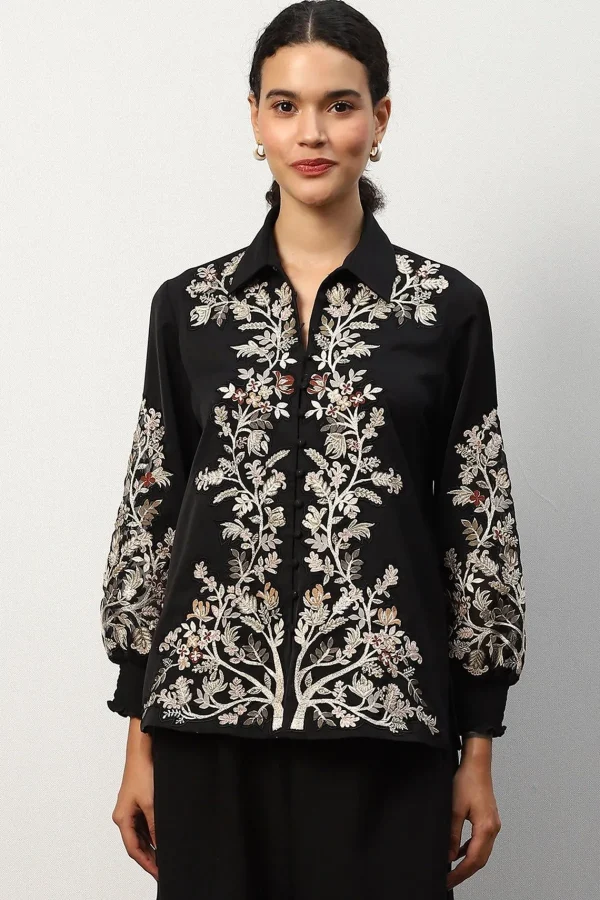 RANNA GILL Molly Blouse Black Shop