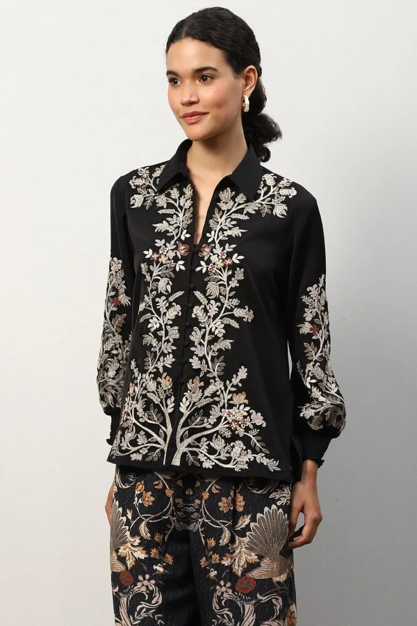 RANNA GILL Molly Blouse Black Shop