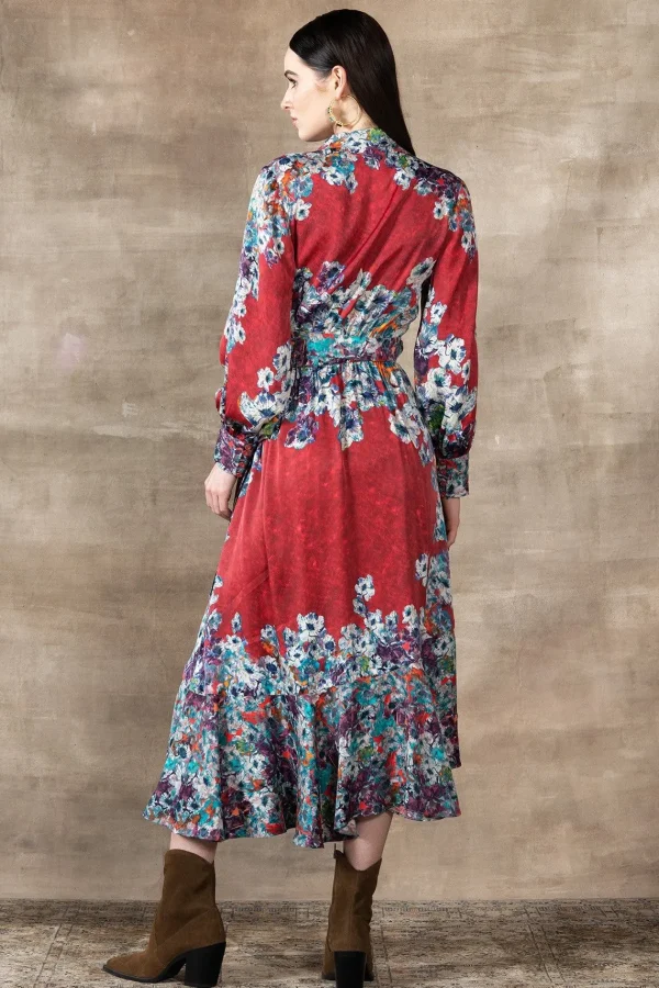RANNA GILL Naomi Wrap Dress Red Flash Sale