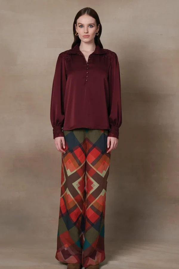 RANNA GILL Olivia Blouse Ox-Blood Cheap