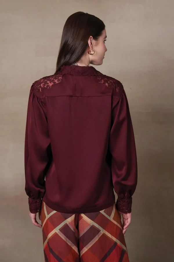 RANNA GILL Olivia Blouse Ox-Blood Cheap