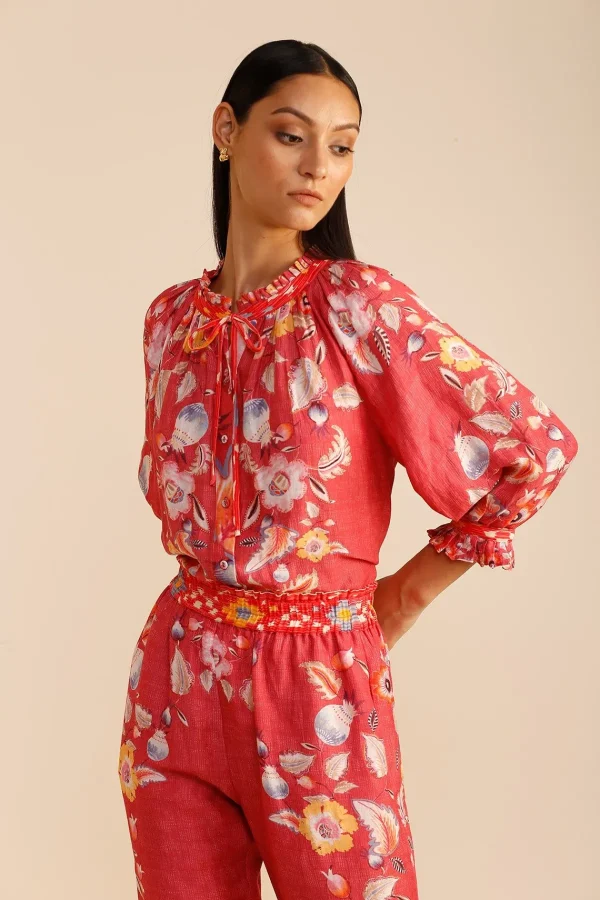 RANNA GILL Rosalie Blouse Coral Store
