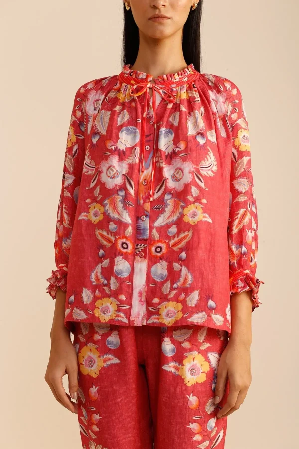 RANNA GILL Rosalie Blouse Coral Shop