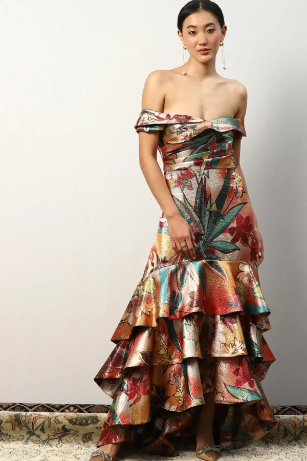 RANNA GILL Shriya Saran In Renata Tiered Midi Dress Multi Discount