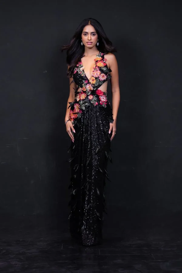RANNA GILL Sini Shetty In Della High-Slit Gown Black Cheap