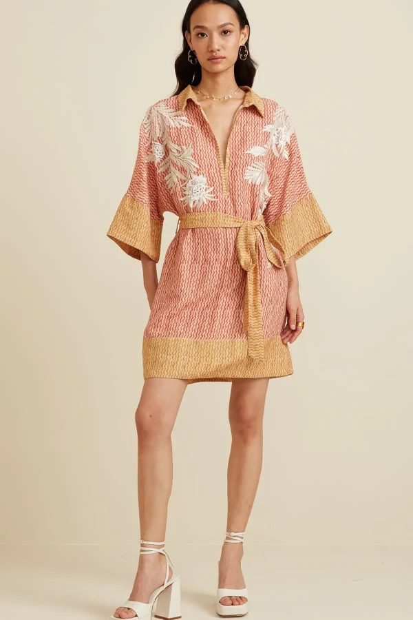 RANNA GILL Stella Dress Red & Yellow New