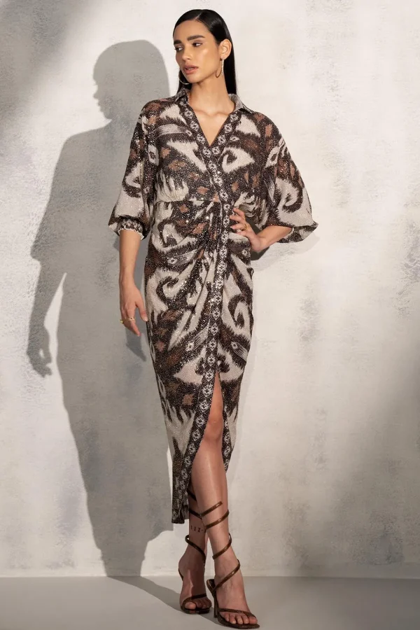 RANNA GILL Stormi Dress Brown Hot