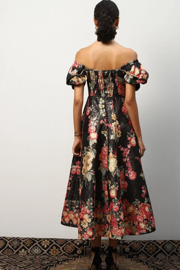 RANNA GILL Teresa Off-Shoulder Midi Dress Multi New