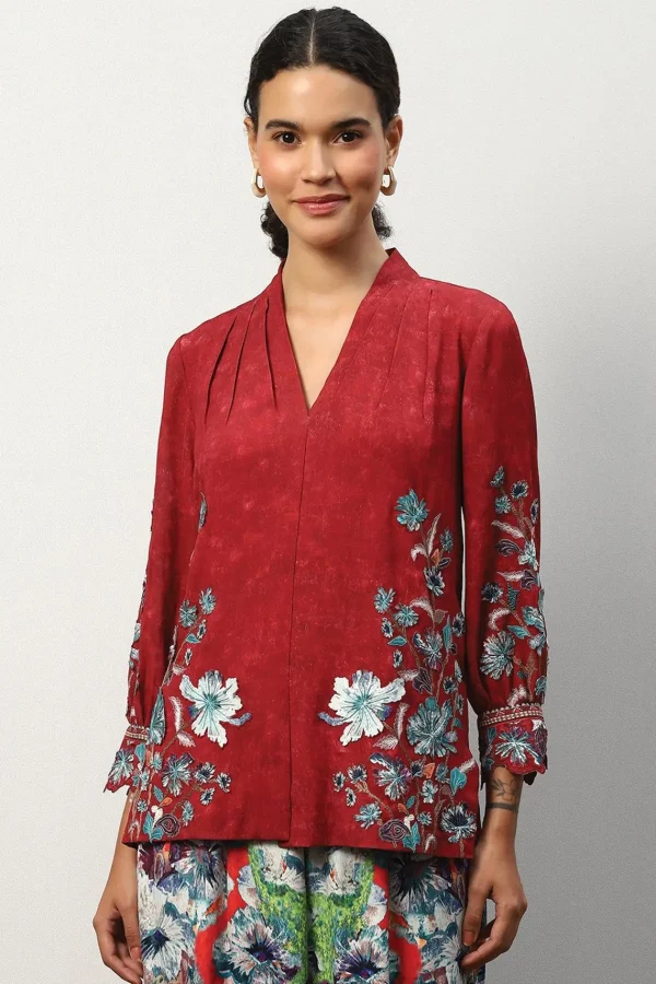 RANNA GILL Tiana Blouse Red Hot