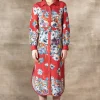 RANNA GILL Zoey Shirt Dress Red Fashion